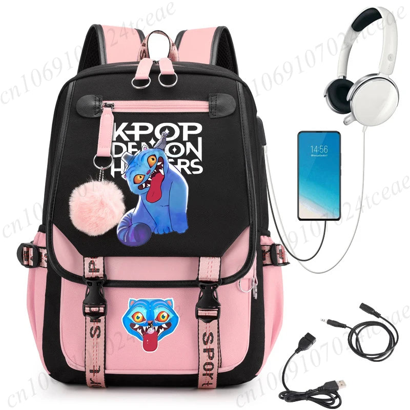 타이거 틴에이저 백팩 가방 K팝 데몬 헌터스 더피 타이거 스쿨백 백팩 학교 가방으로 돌아가기