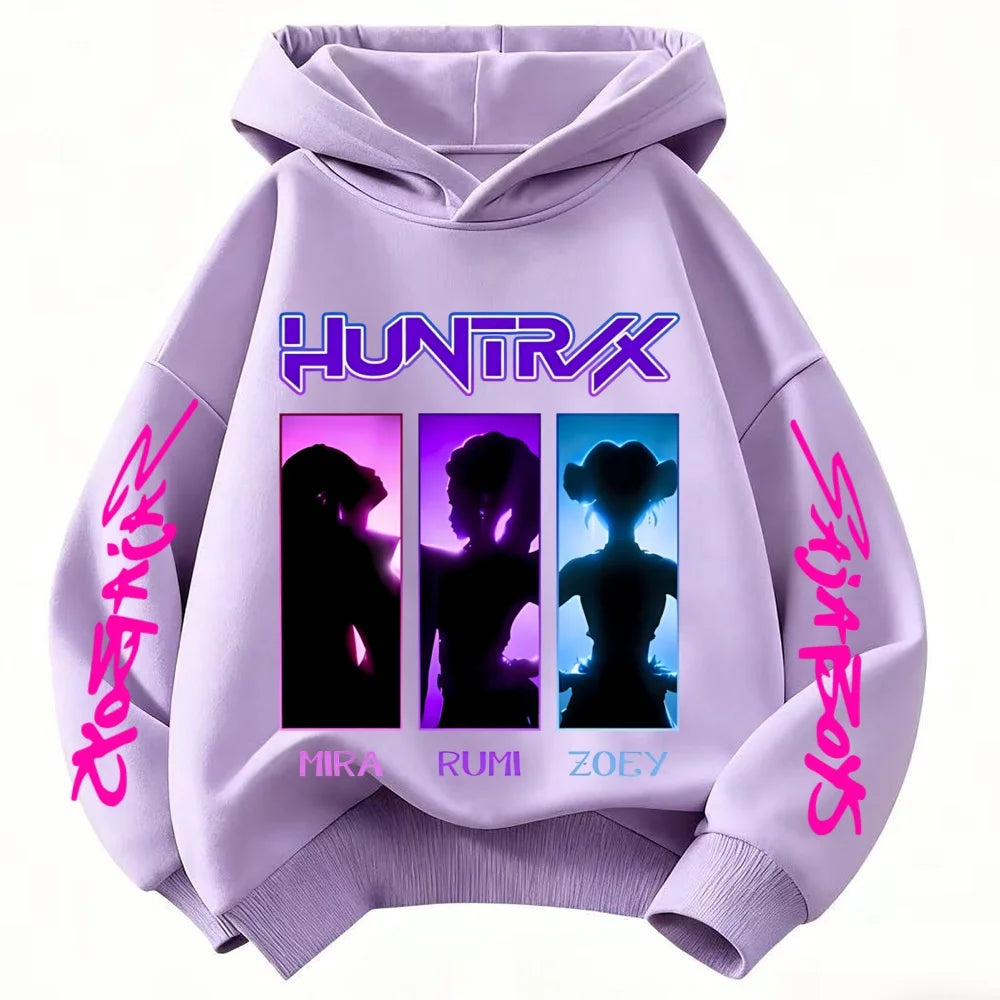 KPop Demon Hunter Rumi Derpy Cartoon Girls Boy Hooded Sweatshirt Warm Children's Wave Fashion Casual Tops Casual Girls Clothing