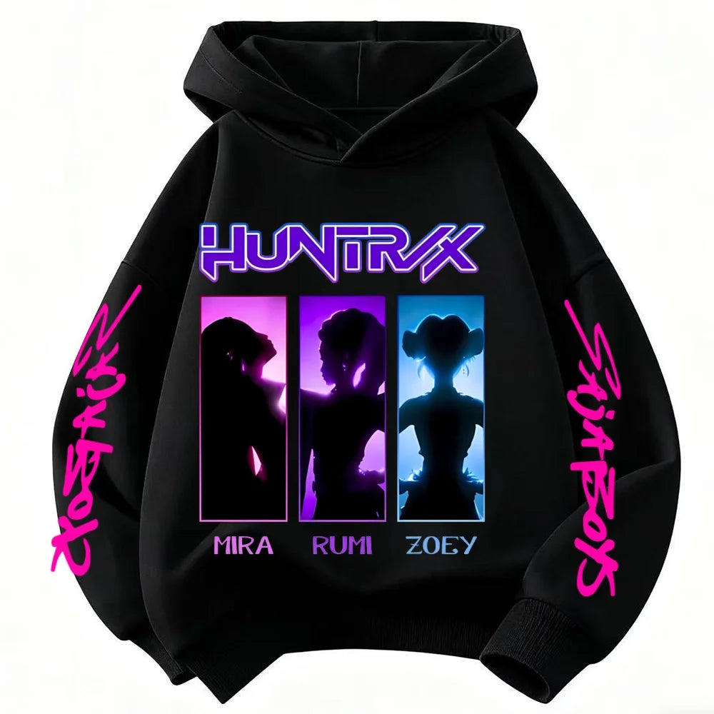 KPop Demon Hunter Rumi Derpy Cartoon Girls Boy Hooded Sweatshirt Warm Children's Wave Fashion Casual Tops Casual Girls Clothing