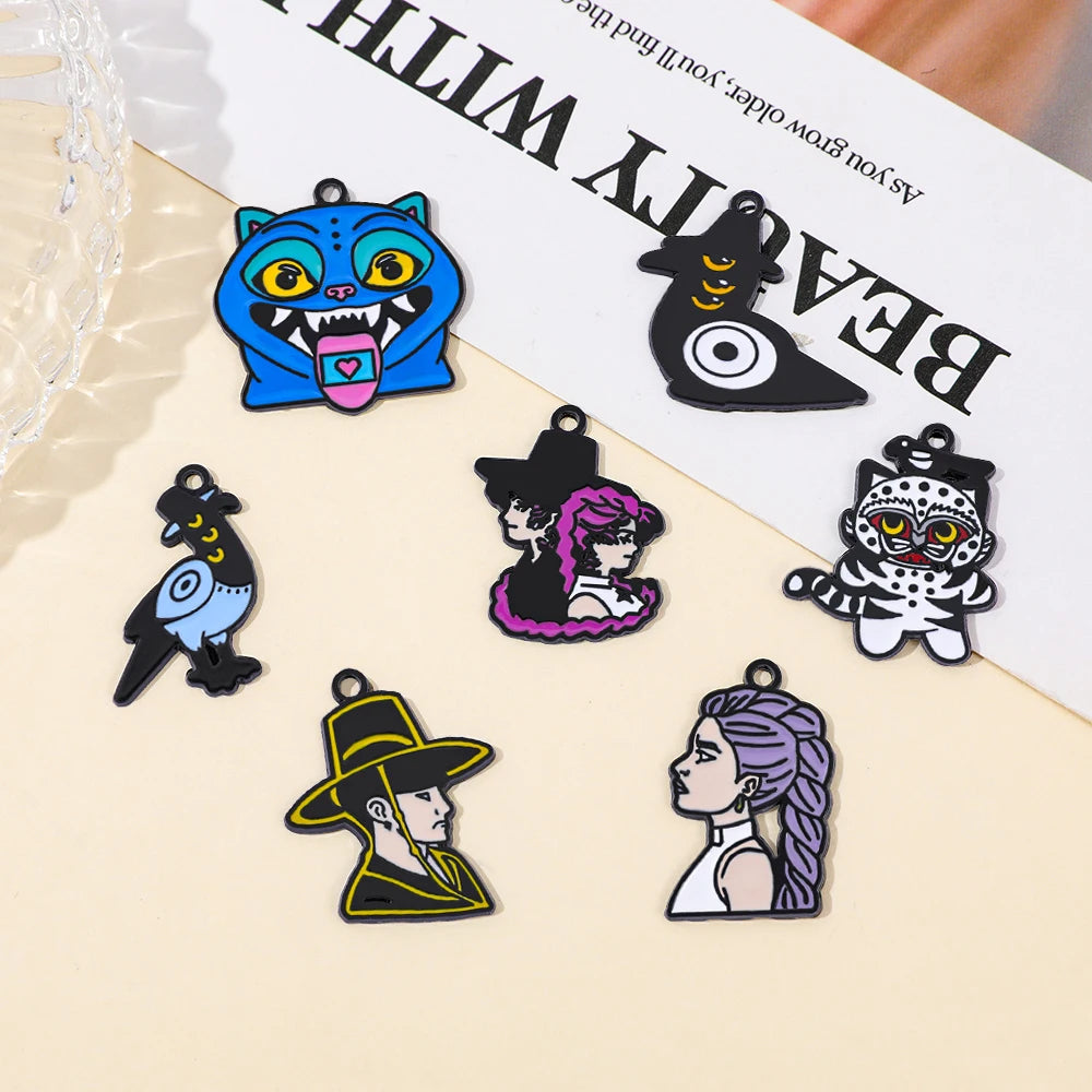 10pcs K-Pop Demon Hunters Fashion Cartoon Anime Alloy Accessories DIY Bracelet Necklace Earring Pendant Wholesale