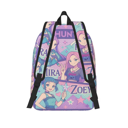 Huntrix Girls Kpop Demon Hunter Rumi Mira Zoey Retro Backpack Teen Large Backpacks Polyester Casual School Bags Travel Rucksack