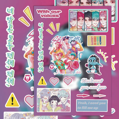 8 Sheets Kpop Demon Hunter Girl Group Stickers for Scrapbooking Journal DIY Craft Decoration