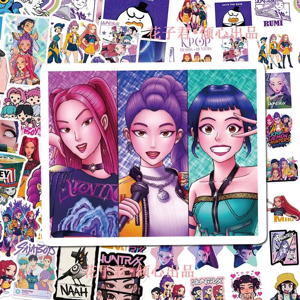 60pcs/Set KPop Demon Hunters Stickers Derpy Tiger Waterproof Graffiti DIY Phone Case Laptop Sticker