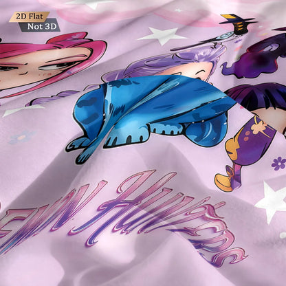 3pcs K-Pop Demon Hunters Print coreless Bedding Set Multi Sized Bedding Dormitory duvet Cover Soft Decoration, Machine Washable