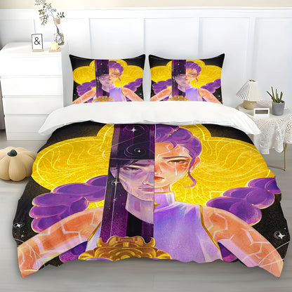 K-Pop Demon Hunters Themed Bedding Set Colorful Print Duvet Cover & Bed Sheet Student Dormitory Textile Kid Gift