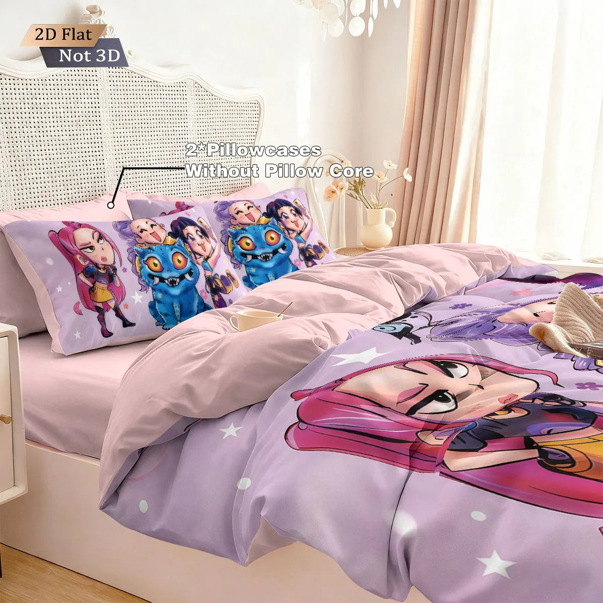 3pcs K-Pop Demon Hunters Printed Chipless Bedding Set Soft and Comfortable Dormitory Bedroom Multiple Sizes Machine Washable