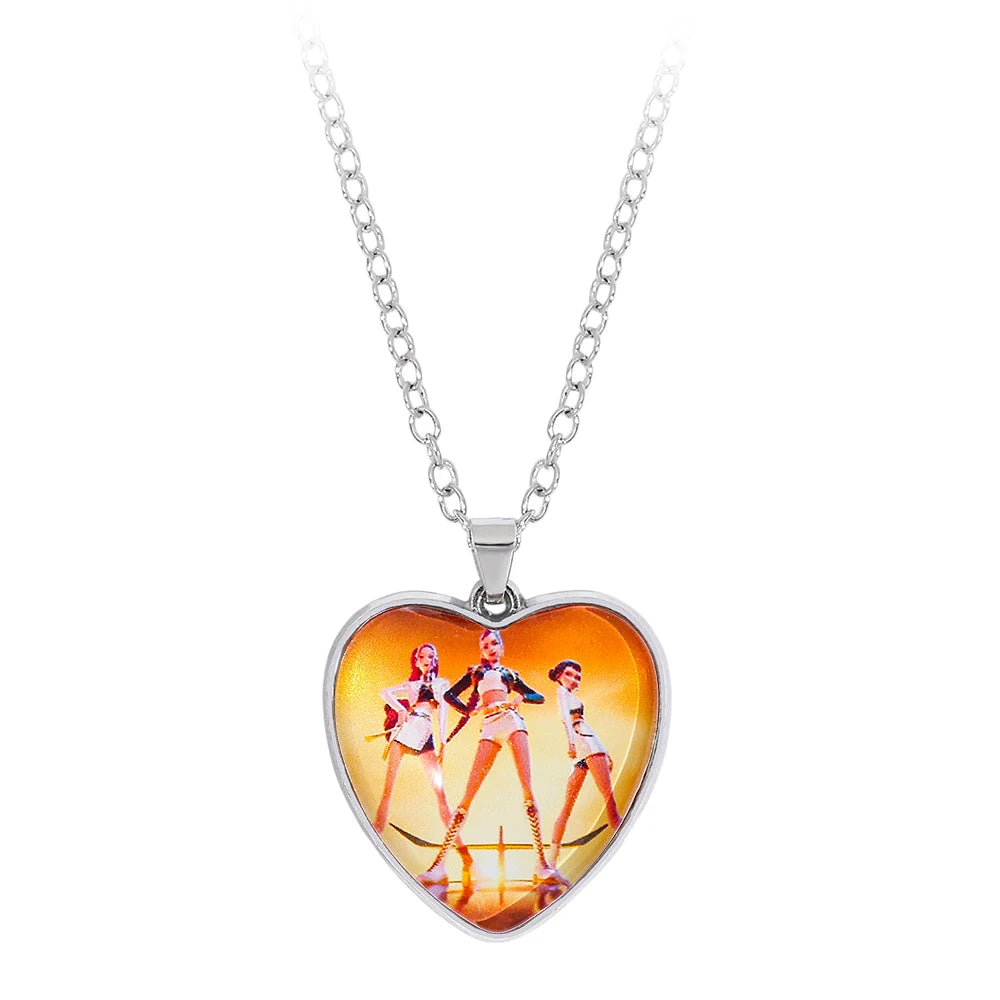 Cartoon K-Pop Demon Hunter Creative Heart Design Necklace Pendant Rumi Mira Zoey Fashion Jewelry Accessories for Fans Gift