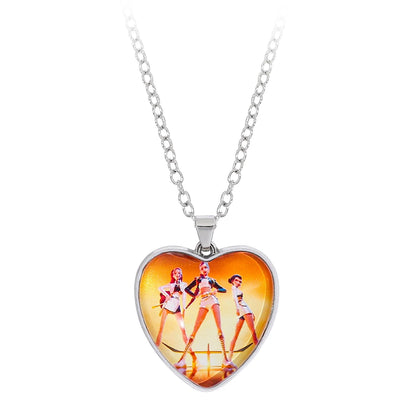 Cartoon K-Pop Demon Hunter Creative Heart Design Necklace Pendant Rumi Mira Zoey Fashion Jewelry Accessories for Fans Gift