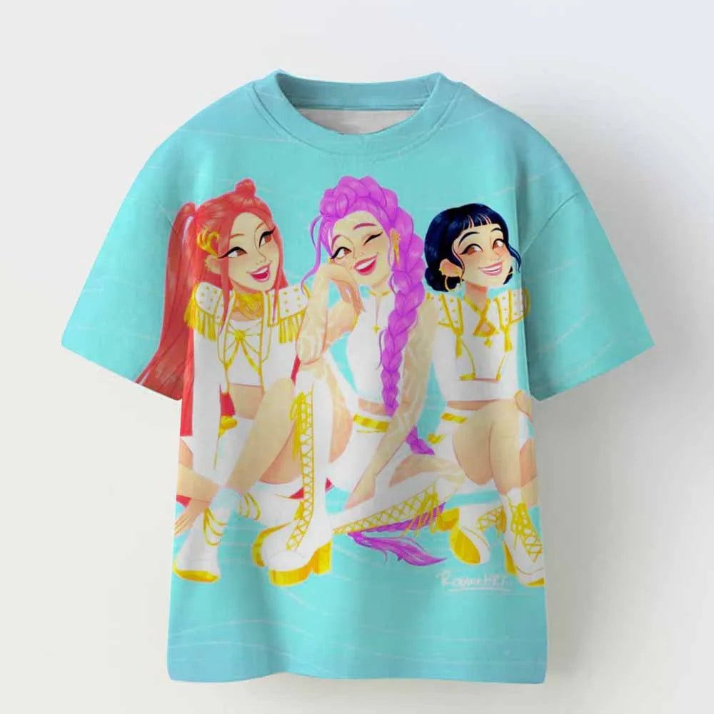 Derpy Tiger Kpop Demon Hunters Kids T-shirt Tops Girls Boys Cotton Summer Short Sleeve Tee Crew Neck Cute Tiger Funny T Shirts