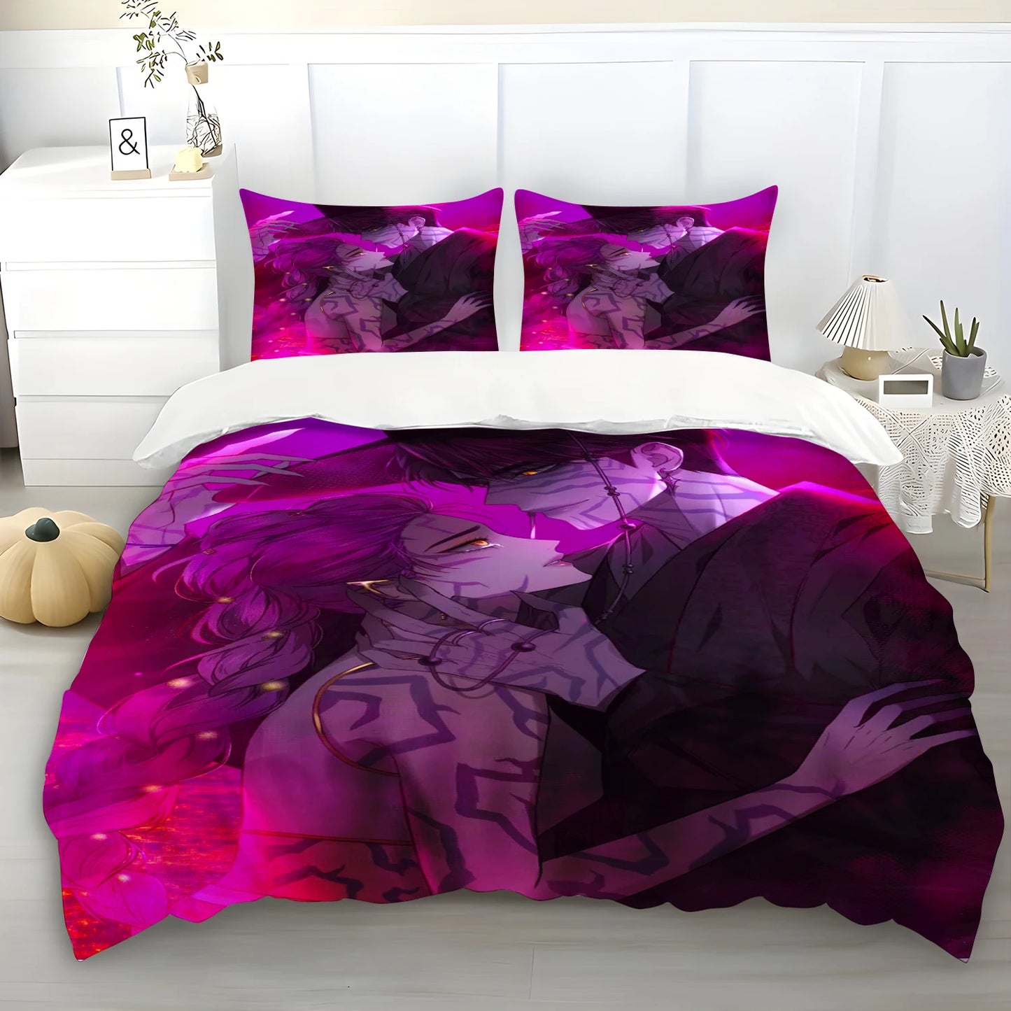 K-Pop Demon Hunters Themed Bedding Set Colorful Print Duvet Cover & Bed Sheet Student Dormitory Textile Kid Gift