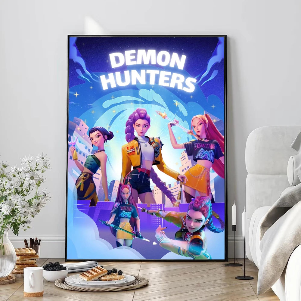 Saja Boys K Pop Demon Hunters Movie Poster Print For Bedroom Living Room Decor Cartoon Music Band Canvas Painting Wall Art