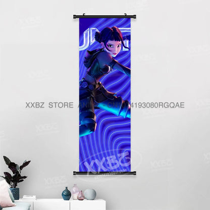 Anime For KPop Demon Hunters Wall Art Canvas Scrolls Pictures Kawaii Character Print Posters Home Decoration Hanging Painting