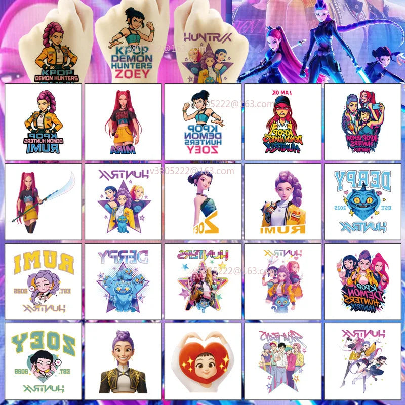 New 20pcs/set Cartoon Kpop Demon Hunters Rumi Kang Temporary Tattoo Sticker Rumi Tattoo Sticker Demonizing For Party Gifts