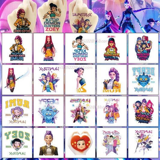 New 20pcs/set Cartoon Kpop Demon Hunters Rumi Kang Temporary Tattoo Sticker Rumi Tattoo Sticker Demonizing For Party Gifts