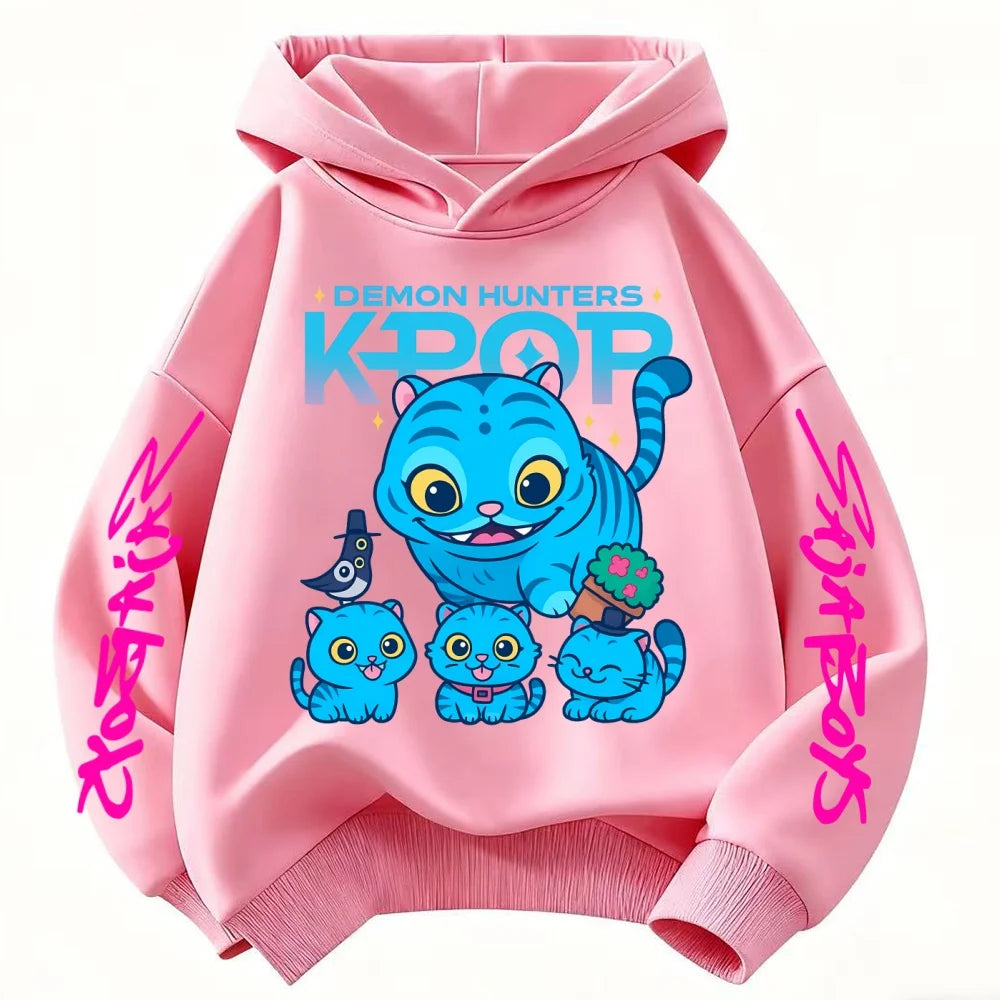Cute Children's Clothes KPop Devil Hunter Fashion Print Casual 2025 Movie Girls Boys Winter Casual Woolen Hoodies