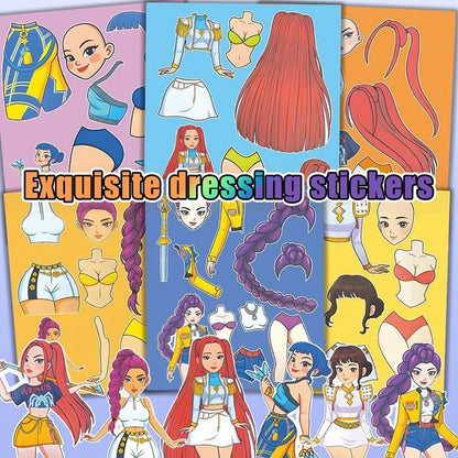 6-16 Sheets Funny Kpop Demon Hunters Make A Face Puzzle Stickers Kid DIY Game Children Education Toy Gift Xmas Newyear Gifts