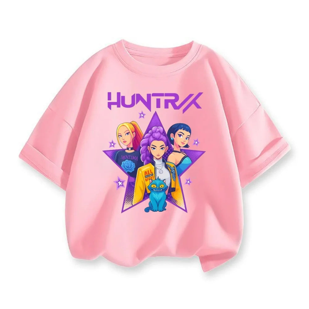 KPop Demon Hunters Bbirthday Cotton T-Shirt Girls Clothes Number 1-9 Party Tops Child Baby Shower Summer Short Sleeve Tee Gift