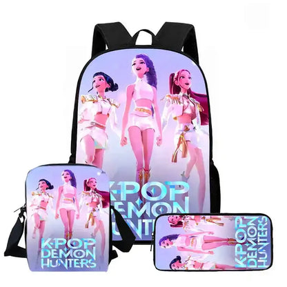 Disney Cartoon  KPop Demon Hunters Child School Backpack With Shoulder Bag Pencil Bag For Kindergarten,Light Weight Child Bags