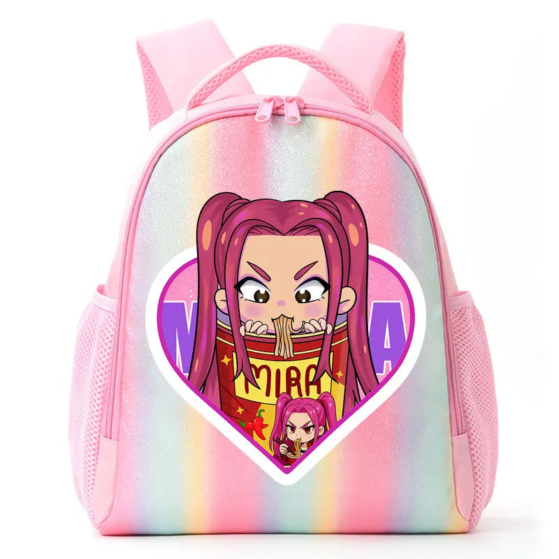 For K-Pop Demon Hunters Student Rainbow Backpack Anime Accessories HUNTR/X Rumi Mira Zoey Schoolbag Children's Birthday Gifts