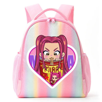 For K-Pop Demon Hunters Student Rainbow Backpack Anime Accessories HUNTR/X Rumi Mira Zoey Schoolbag Children's Birthday Gifts