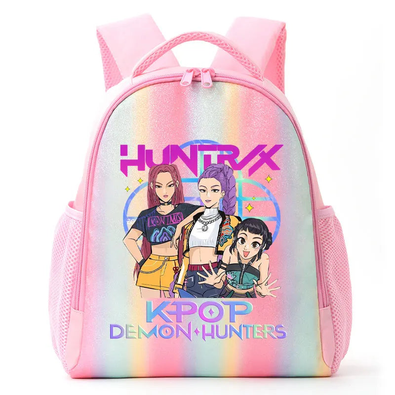 For K-Pop Demon Hunters Student Rainbow Backpack Anime Accessories HUNTR/X Rumi Mira Zoey Schoolbag Children's Birthday Gifts