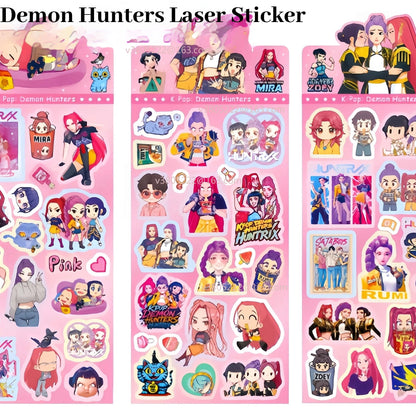 New K-PoP Demon Hunters Guka Devil Men's Group Anime Laser Cut Sticker for Office Stationery And School Supplies Decoration