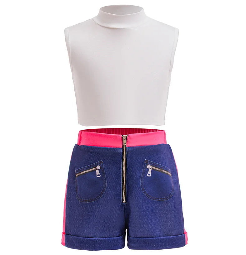 Girls K-POP Demon Hunters Rumi Cosplay Costume Rumi Coat T Shirt Shourts Kid Halloween Party Costume