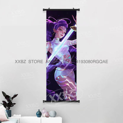 Anime For KPop Demon Hunters Wall Art Canvas Scrolls Pictures Kawaii Character Print Posters Home Decoration Hanging Painting