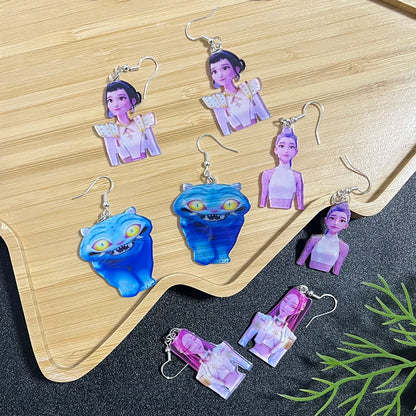 Kpop Demon Hunters Rumi Zoey Mira Derpy Tiger Acrylic Earrings Cartoon Design Women's Party Cosplay Jewelry Gift