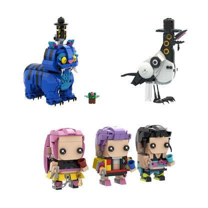 MOC K pop Demon Hunters Building Blocks Music Anime Korean K POP Girl Group Three Eyed Bird Tiger Model Collect Toy for Kid Gift