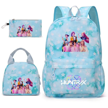 3pcs K-pop Demon Hunters Backpacks Cartoon Anime Schoolbag with A Lunch Bag Waterproof Kids Knapsacks Gifts for Student Rucksack