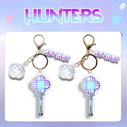 KPOP Demon Hunters Huntrix Saja Boys Idol Group Acrylic Keychains Zoey Mira Romance Baby Light Stick Korean Keyring Fans Gift
