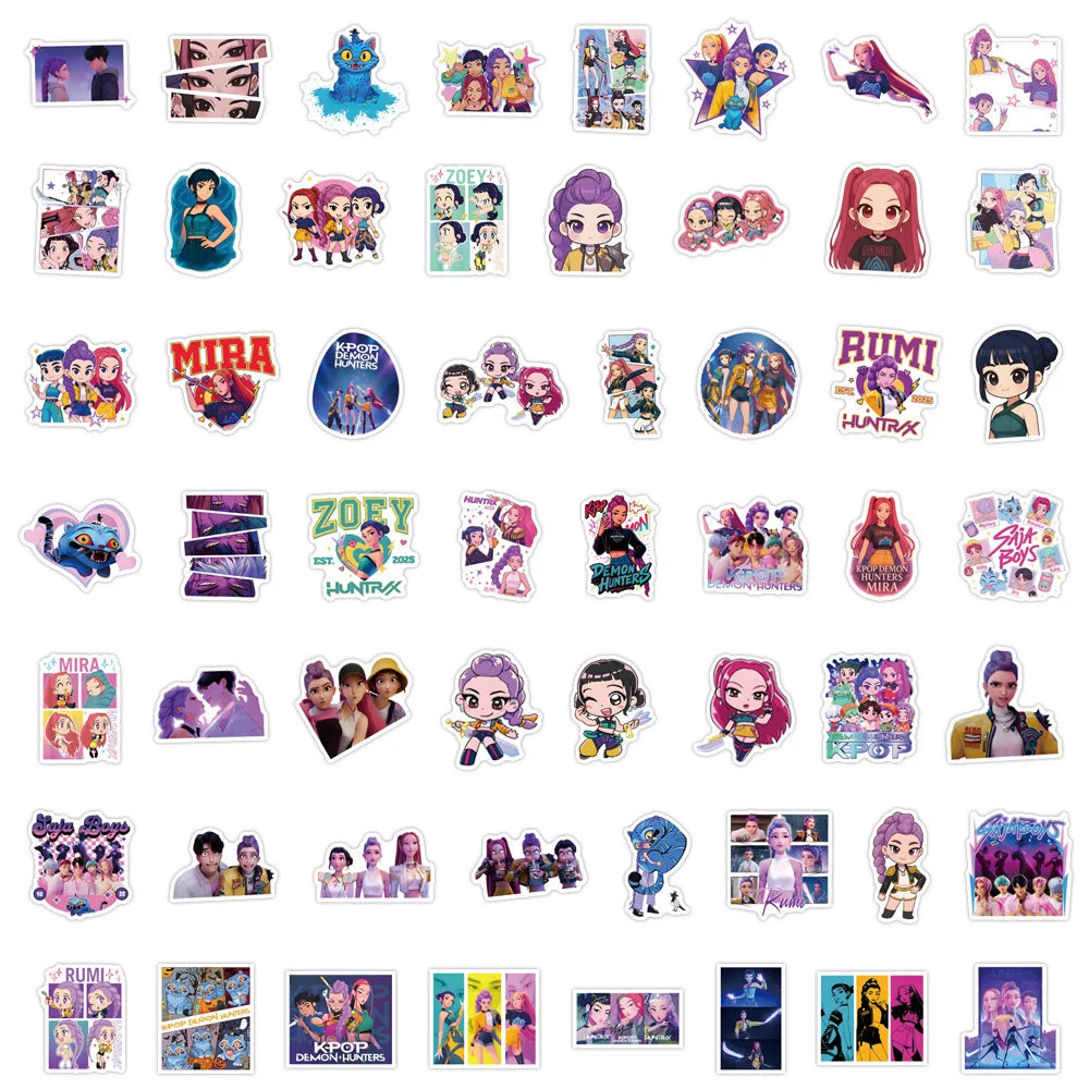 110Pcs/set Kpop Demon Hunters Stickers Kawaii Cartoon Cute Aesthetic Decal Decoration Laptop Motorcycle Luggage Car Sticker