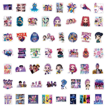 110Pcs/set Kpop Demon Hunters Stickers Kawaii Cartoon Cute Aesthetic Decal Decoration Laptop Motorcycle Luggage Car Sticker