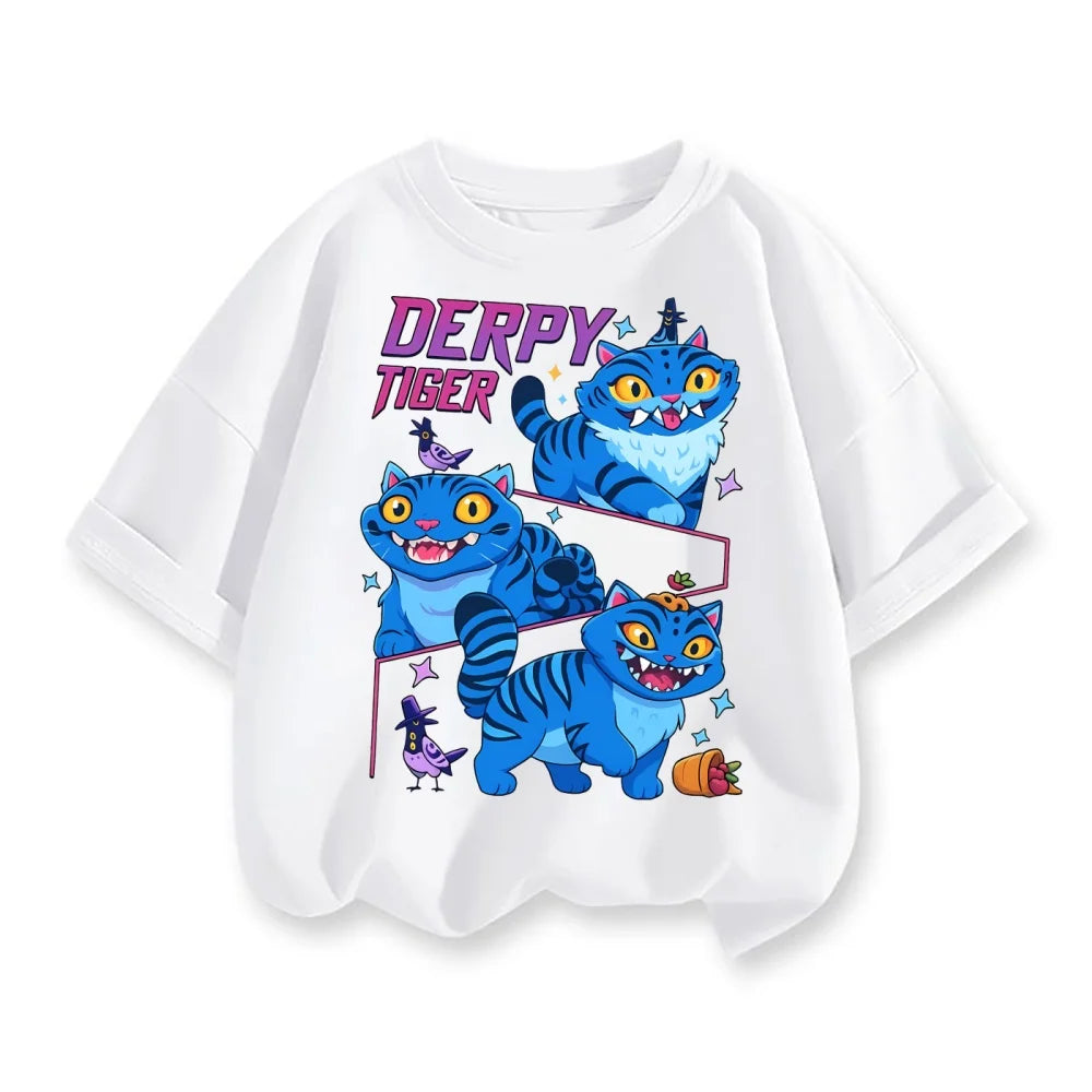 Kpop Demon Hunters Children's Clothing Short Sleeve T-shirt Cute Kpop Demon Hunters Tiger Harajuku Tshirt for Boys Girls