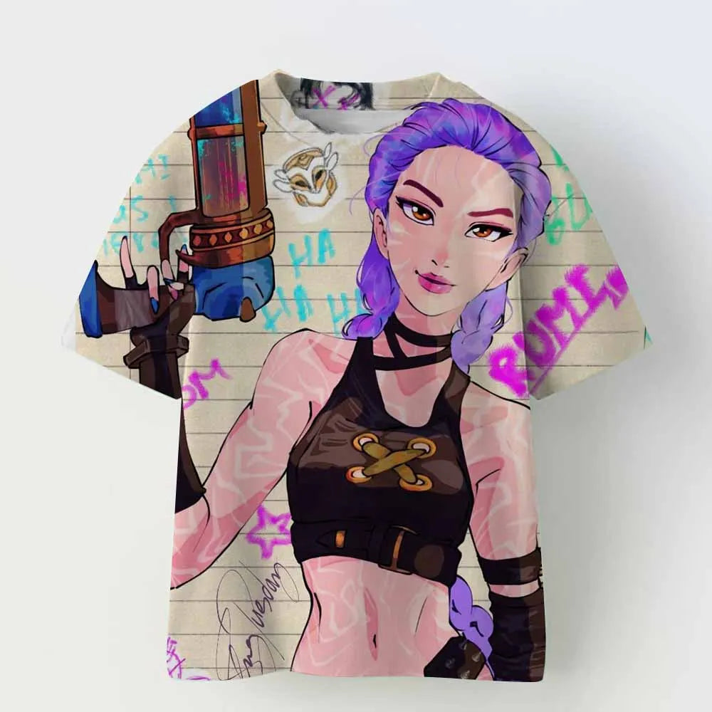 Kids T-shirt KPop Demon Hunters Print Fashion Casual Tops 2025 Movie Crew Neck Cartoon Girls Boys Tee Casual Baby Girl Clothes