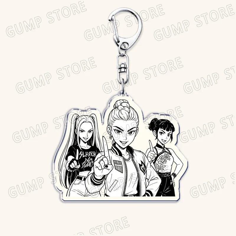 Popular Kpop TV Demon Hunters Huntrix Saja Boys Keychains for Accessories Bag Rumi Zoey Jinu Keyring Jewelry Fans Friends Gifts