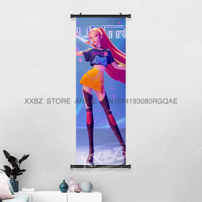 Anime For KPop Demon Hunters Wall Art Canvas Scrolls Pictures Kawaii Character Print Posters Home Decoration Hanging Painting