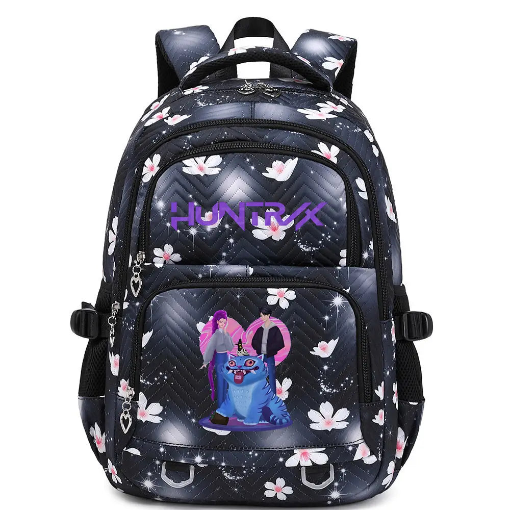 KPop Demon Hunters Backpack Rumi Mira Zoey HUNTR/X Saja Boys Print Cartoon School Bag Large Capacity Student Travel Backpacks