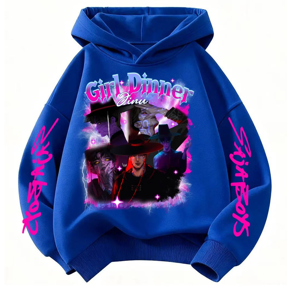 KPop Demon Hunters Huntrix Hoodie Kids Hooded Sweatshirt Baby Girls Pullover Hoodies Boys Fashion Outerwear Children's Clothing