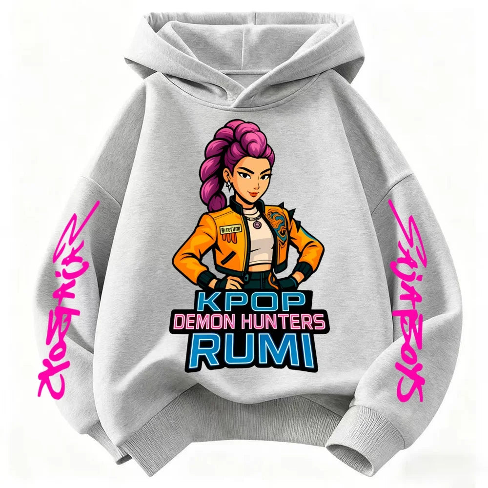 K-POP: Demon Hunters Cartoon Hoodie for Kids. Super Soft, Unisex, and Comfy. Join the Global Trend in This Fun Pullover!
