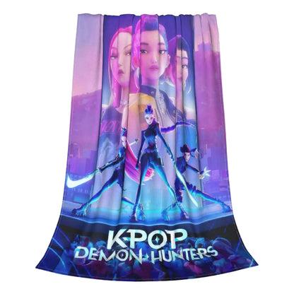 K-Pop Devil Hunter Blanket Is Suitable For Home Bedding And School Bedding. It Is A Must-Have Flannel Gift For Dormitories