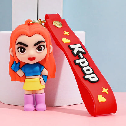 New K-pop Demon Hunters Anime Figure Keyring for Students Car Keychains Rumi Mira Zoey Pendants Backpack Decoration Key Ring