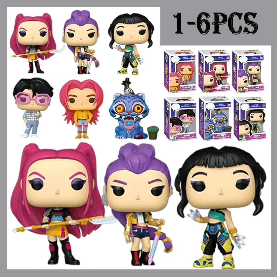 1-6pcs K-pops Demons Hunters Anime Figure Rumi Zoey Mira Saja Boys Action Figure Cosplay Vinyl ornament Figures Toy fan gifts