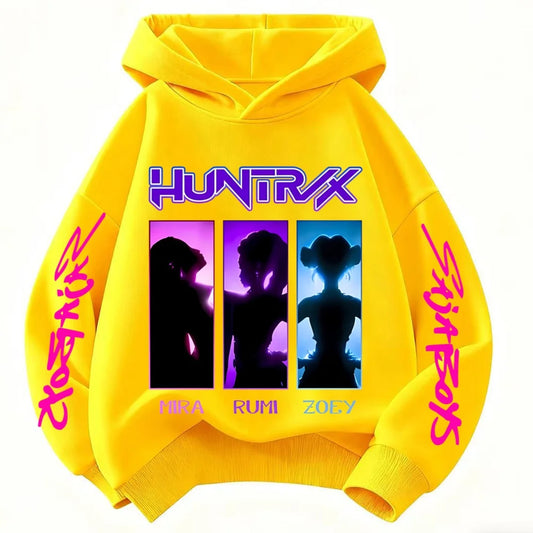 KPop Demon Hunter Rumi Derpy Cartoon Girls Boy Hooded Sweatshirt Warm Children's Wave Fashion Casual Tops Casual Girls Clothing