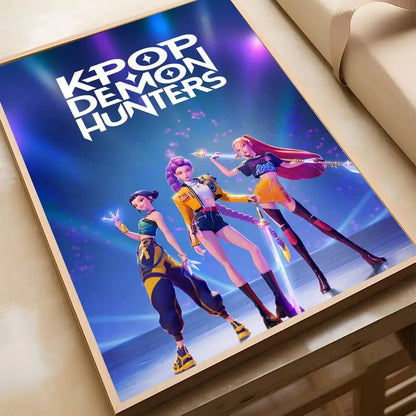 K-pop D-Demon Hunters Anime Poster Self-adhesive Art Waterproof Paper Sticker Coffee House Bar Room Wall Decor