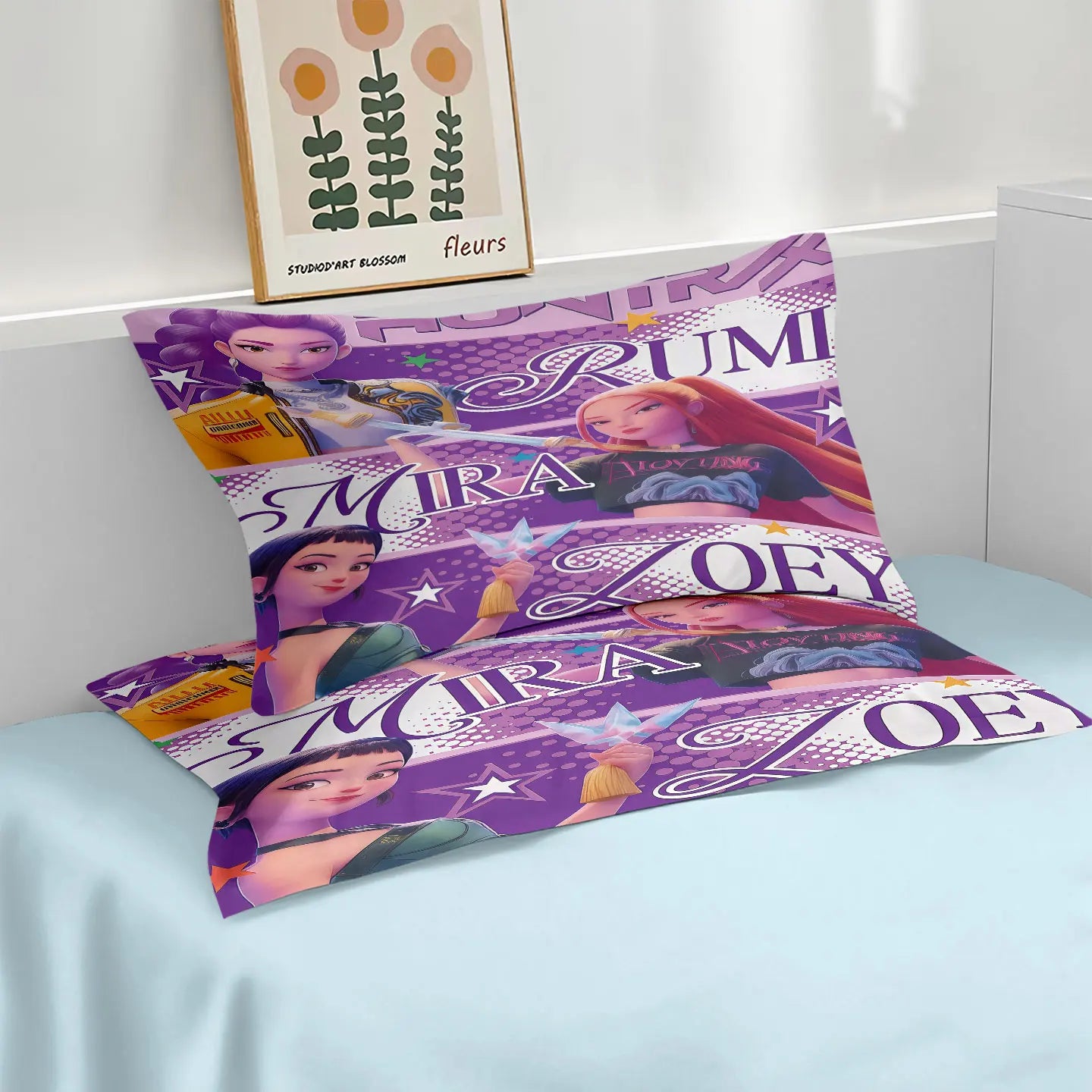 3pc Cartoon K-Pop Demon Hunters Girl Group Print Coreless Duvet Cover Set Multi Size Bedroom Dormitory Soft and Machine Washable