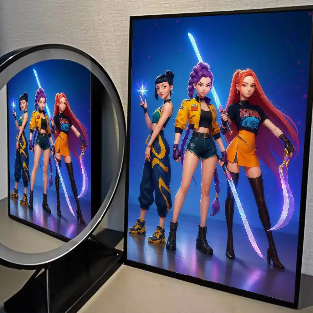 K-pop D-Demon Hunters Movie Sticky Posters Whitepaper Sticker DIY Room Bar Cafe Posters Wall Stickers