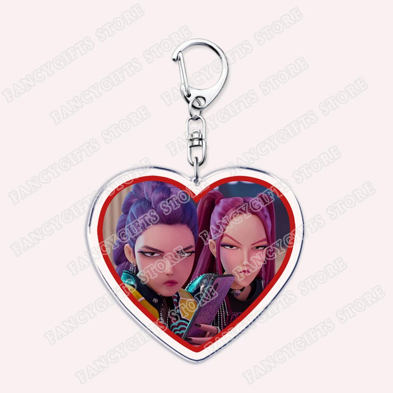 Kpop Demon Girls Keychain for Accessories Huntrix Saja Boys Rumi Zoey Jinu Derpy Tiger Keyrings Key Chains Jewelry Fans Gifts