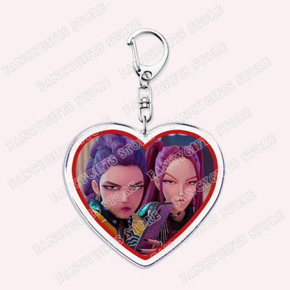 Kpop Demon Girls Keychain for Accessories Huntrix Saja Boys Rumi Zoey Jinu Derpy Tiger Keyrings Key Chains Jewelry Fans Gifts